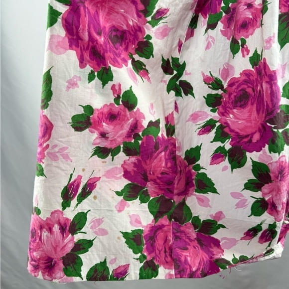 Vintage Handmade Floral Print V Neck Dress in White Pink Size Extra Small - Picture 7 of 7